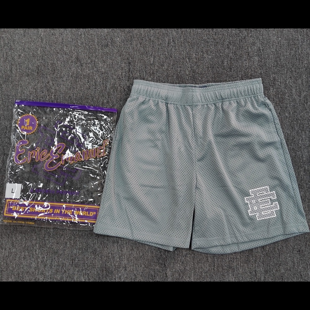Eric Emanuel Light Gray Mesh Athletic Shorts
